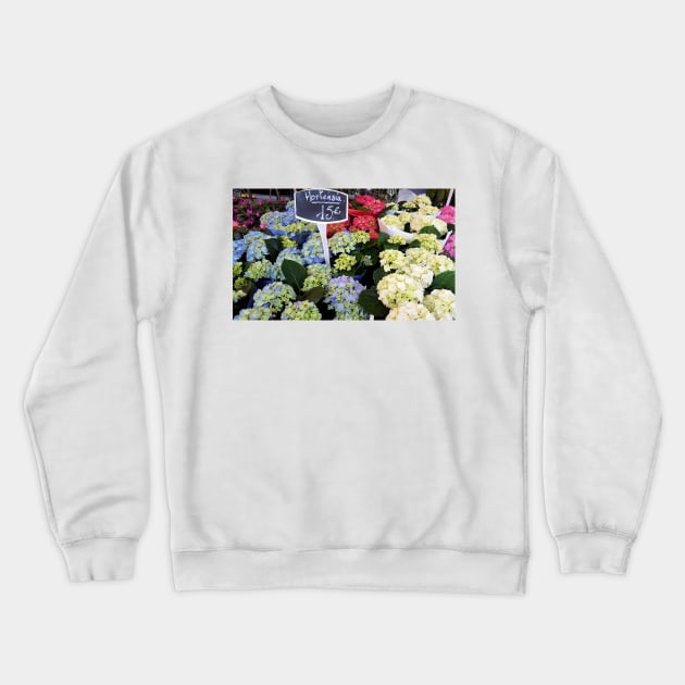 Paris Hortensia Flowers Crewneck Sweatshirt by BlackBeret